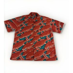 Kroks Koi Fish Shirt Mens XXL  Short Sleeve‎ Button Up Orange Fishing All Over